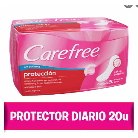 CAREFREE Protectores diarios PROTECCION Sin perfume x 20uns