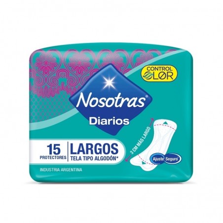 NOSOTRAS Protectores diarios LARGOS Tela tipo algodón x 15uns