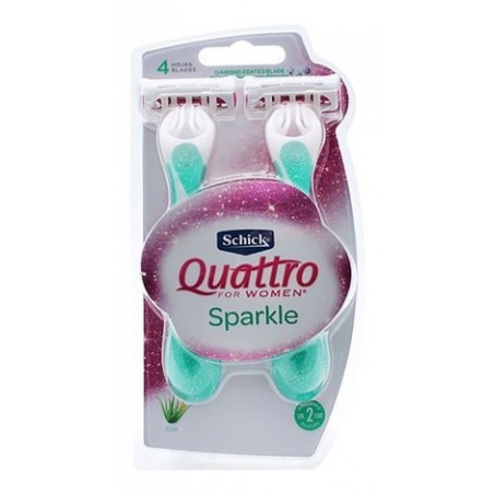 SCHICK Máquina de afeitar QUATTRO SPARKLE Woman x 2un