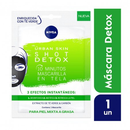 NIVEA Mascarilla facial URBAN SKIN SHOT DETOX x 1un