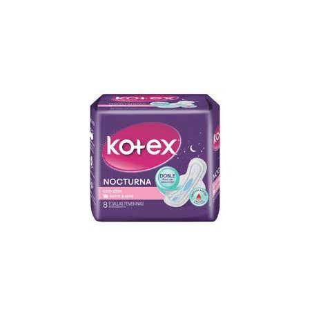 KOTEX Toallas femeninas NOCTURNAS con alas x 8uns