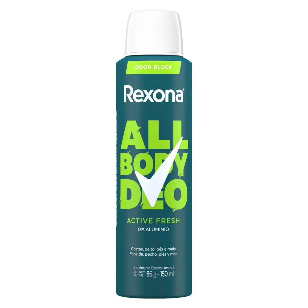 Rexona Men All Body Deo Active Fresh 0% Aluminio x 150ml